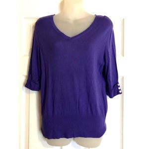 NY & Co Purple lightweight V-neck Sweater